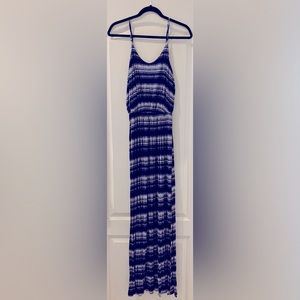 Lush • Knit Maxi Dress • Size M • Navy & Cream • Adjustable Straps